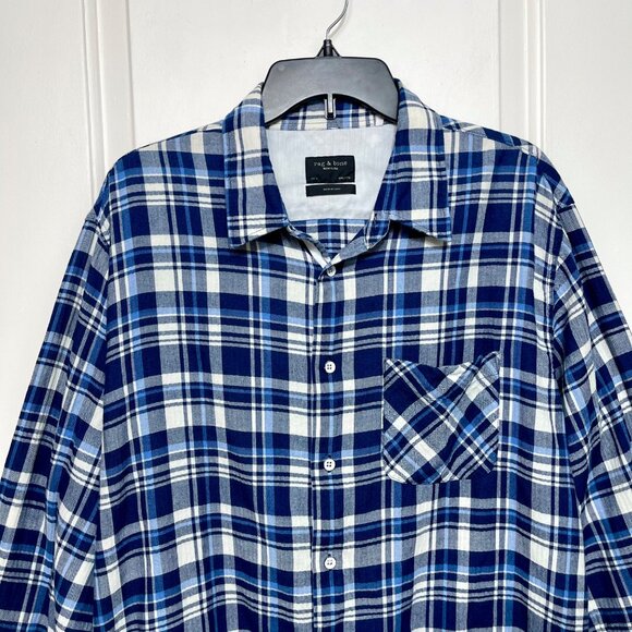 Rag & Bone Mens Fit 3 Beach checked Herringbone Plaid Button-Up Shirt XXL - Picture 6 of 15